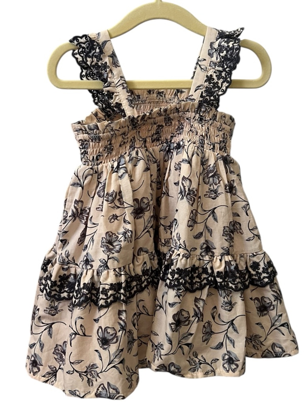 Haute Hippie Beige/muted pink Floral Lace-Trim Sundress - Picture 3 of 5